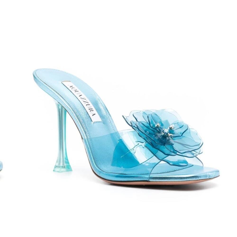 Aquazzura Blue Floral Heels Cinderella Core Glass Slipper Vibes
